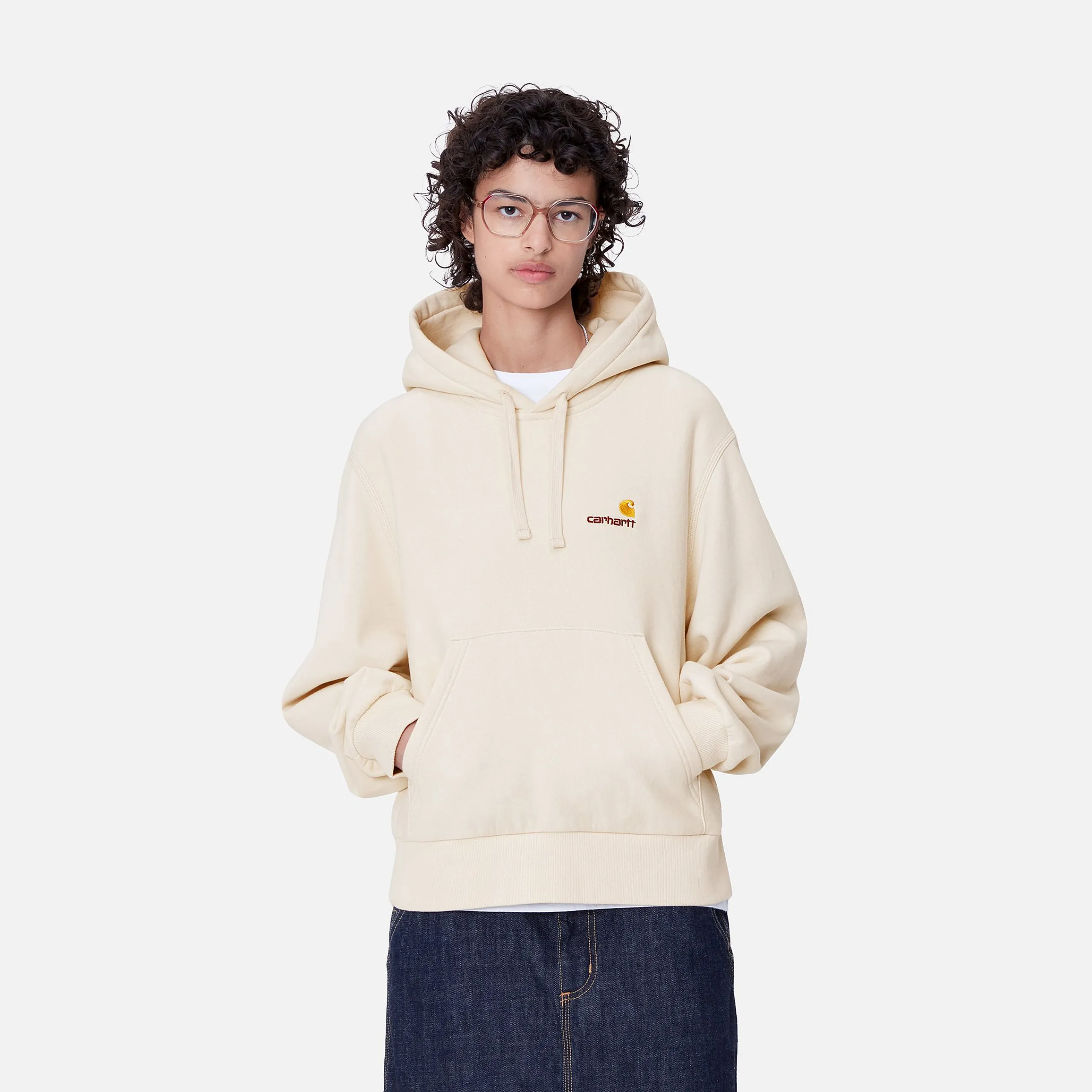 Sweats>Carhartt WIP W' Hooded American Script Sweatshirt Moonbeam