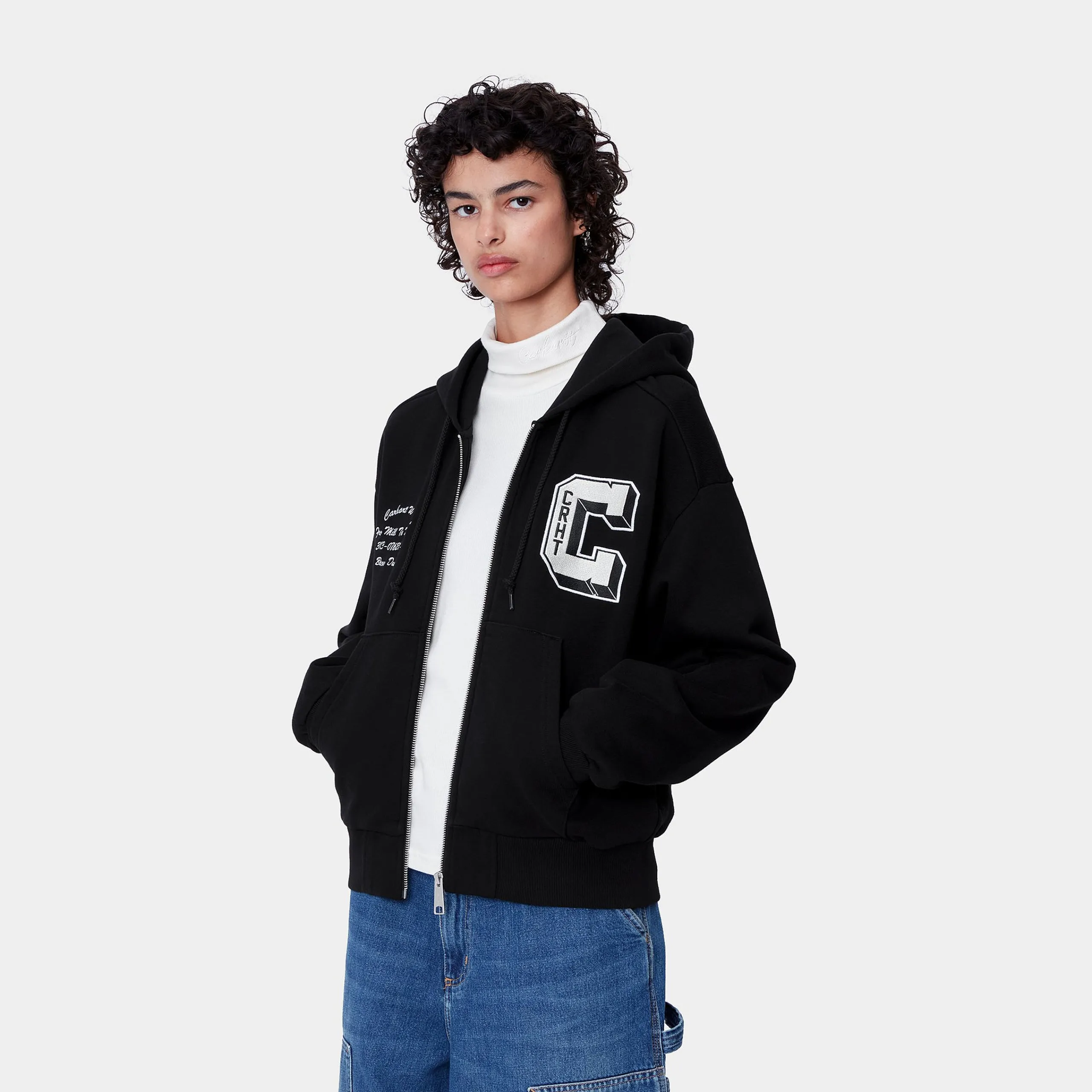 Sweats>Carhartt WIP W' Hooded Brown Ducks Sweat Jacket Black