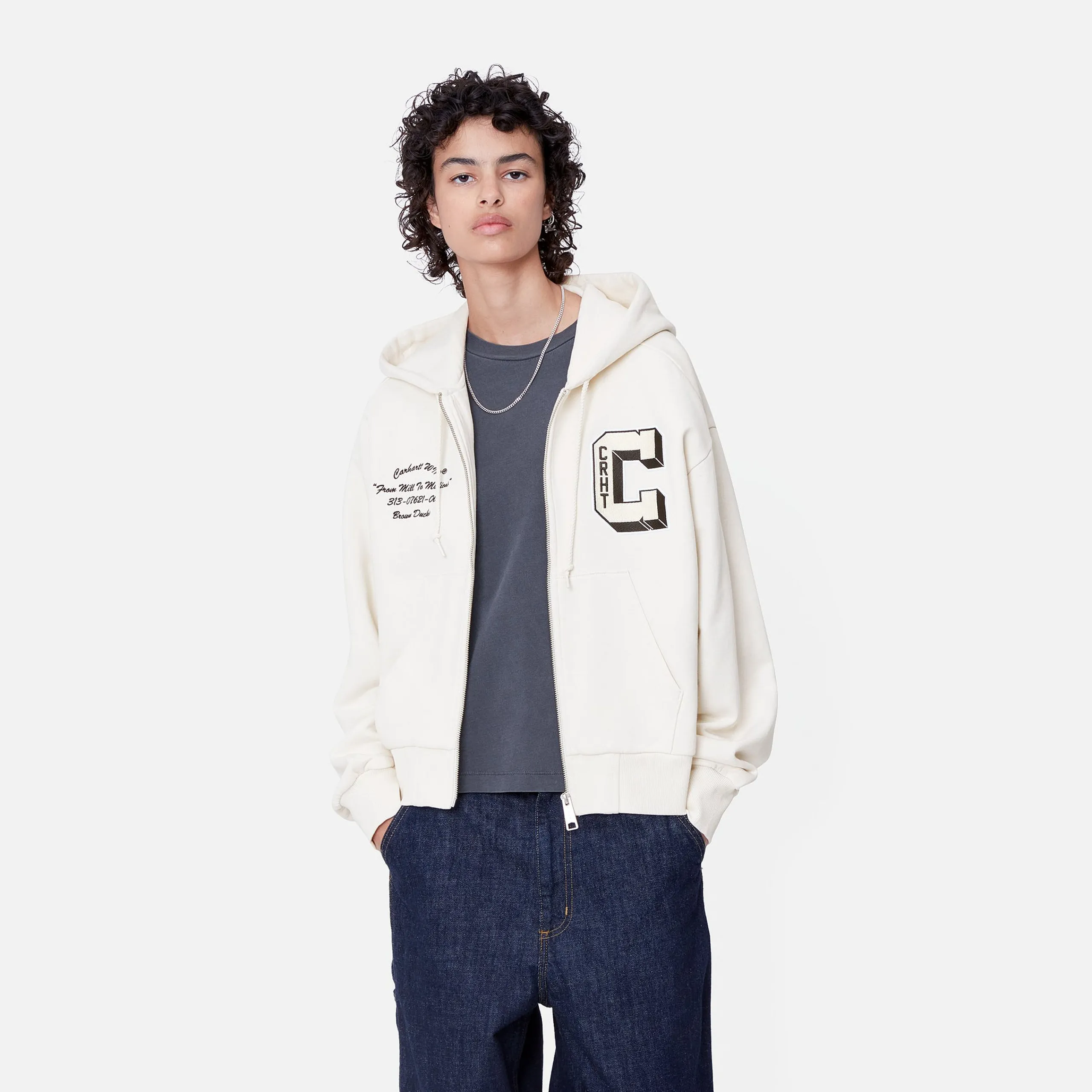 Sweats>Carhartt WIP W' Hooded Brown Ducks Sweat Jacket Wax