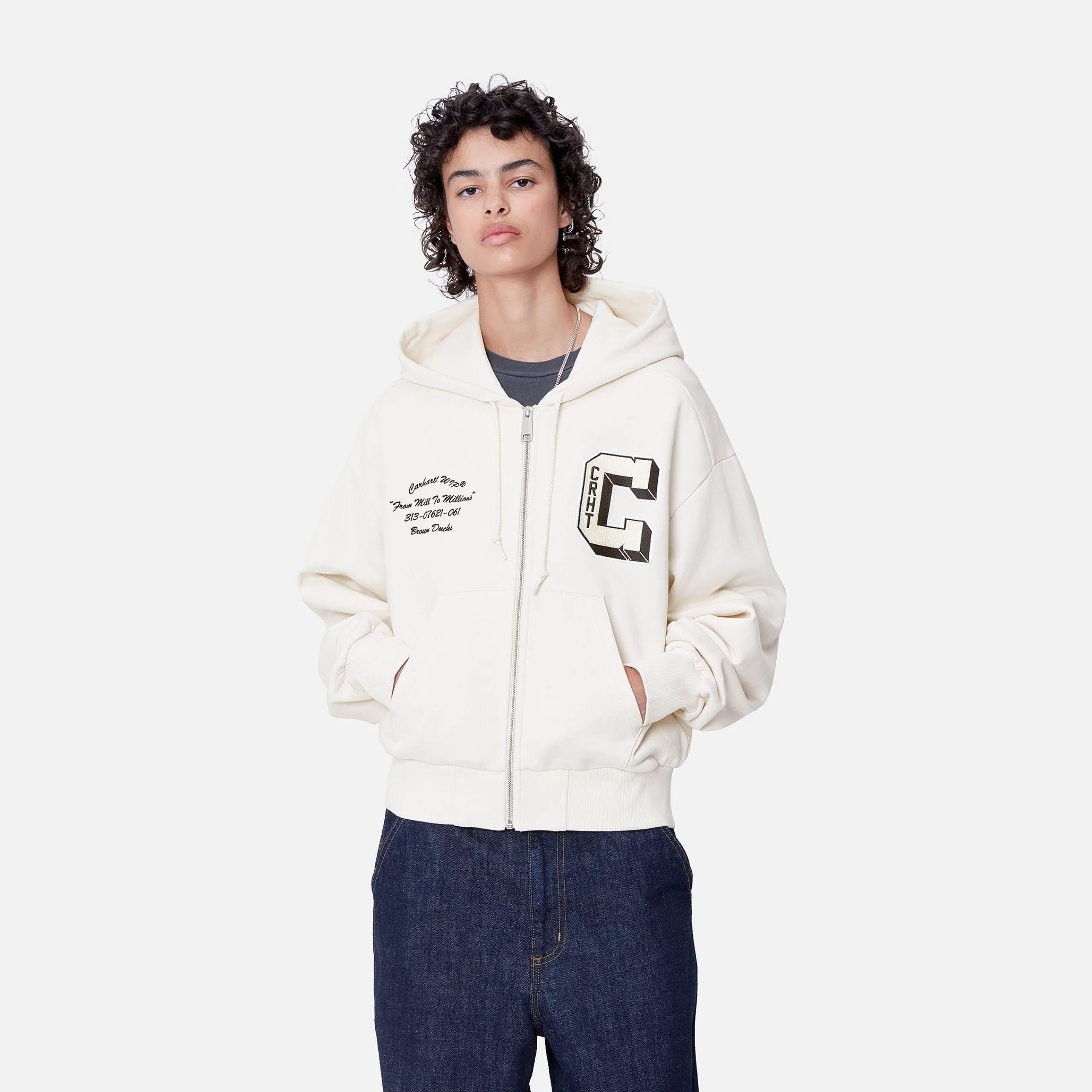 Sweats>Carhartt WIP W' Hooded Brown Ducks Sweat Jacket Wax