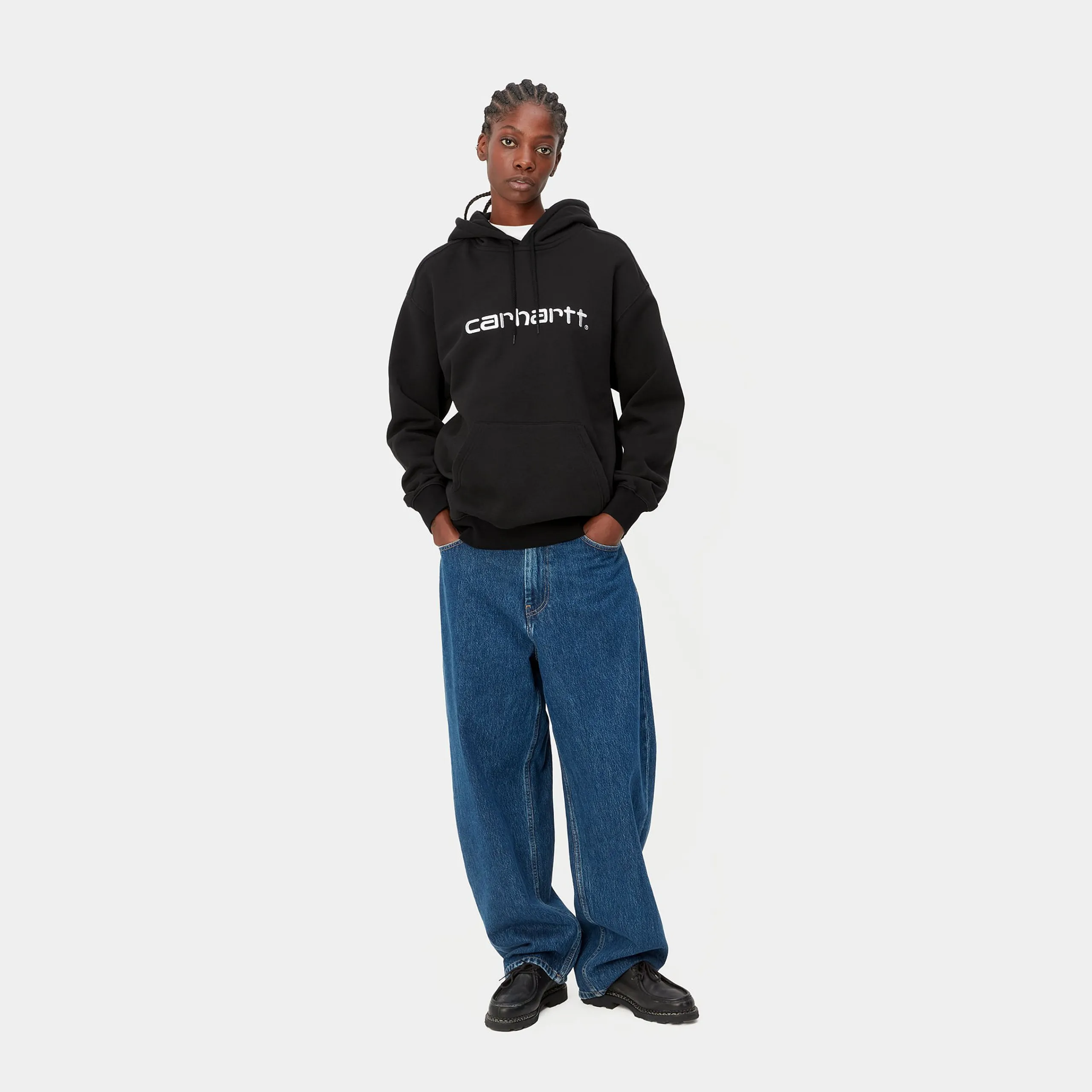 Sweats>Carhartt WIP W' Hooded Carhartt Sweatshirt Black / White