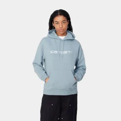 Sweats>Carhartt WIP W' Hooded Carhartt Sweatshirt Misty Sky / White