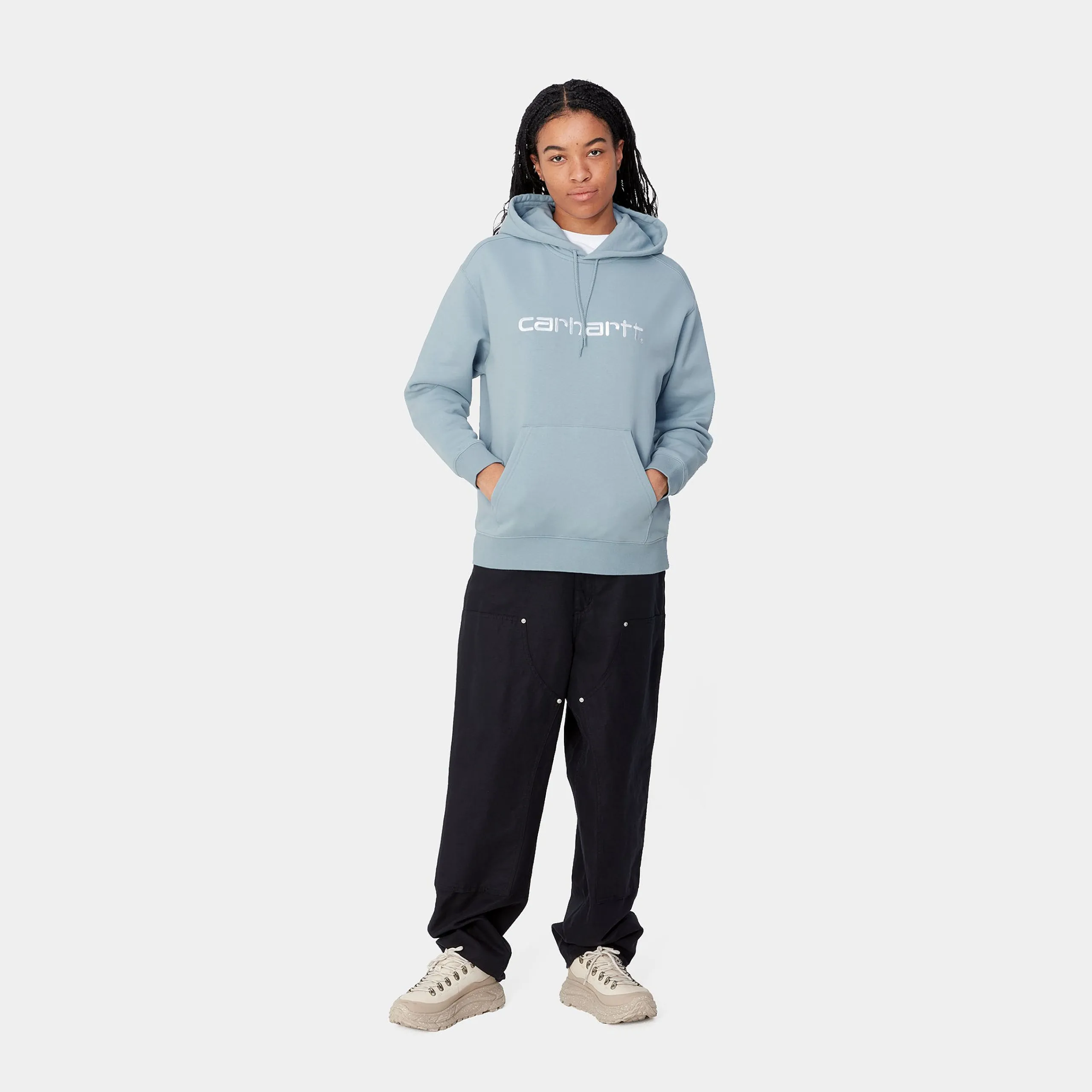Sweats>Carhartt WIP W' Hooded Carhartt Sweatshirt Misty Sky / White