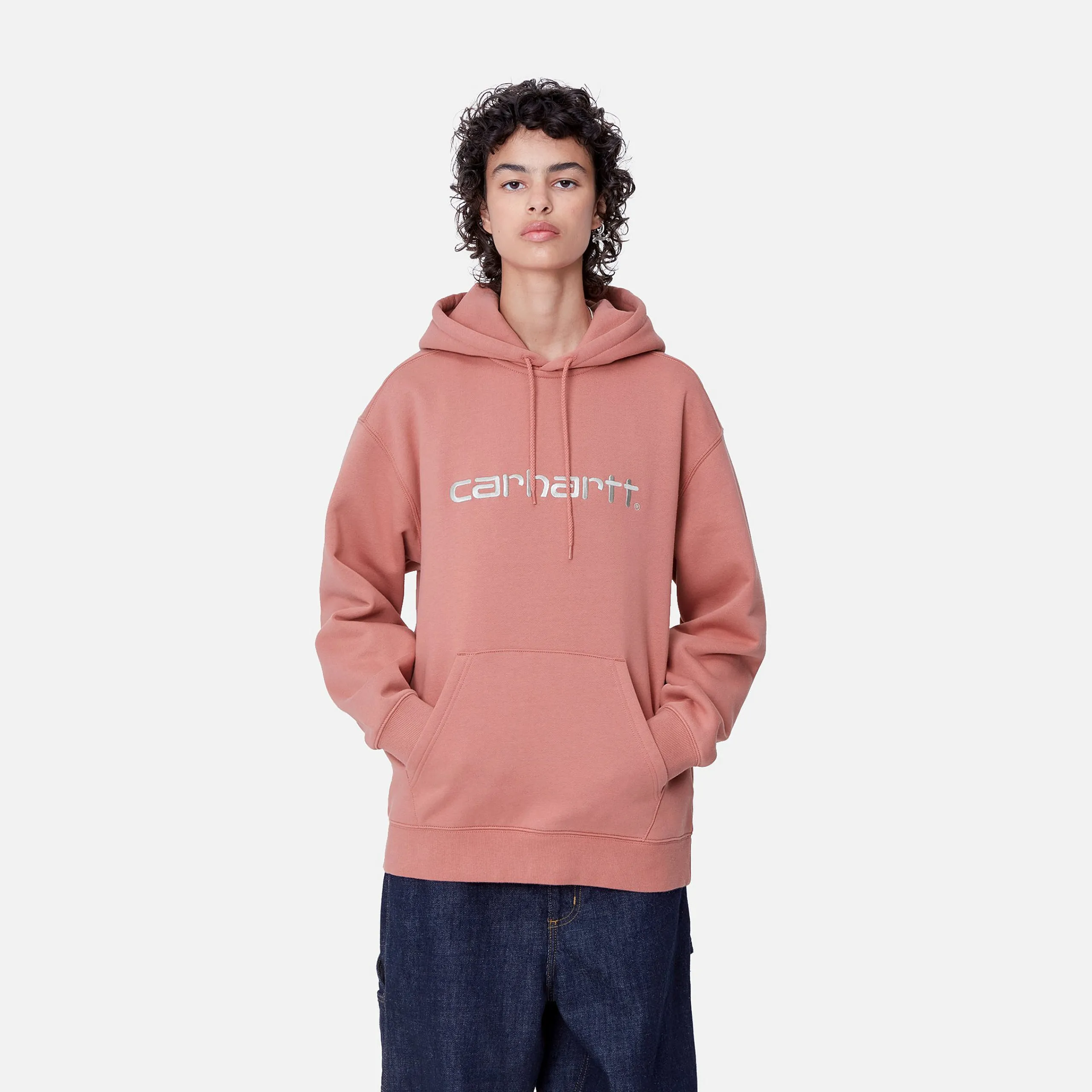 Sweats>Carhartt WIP W' Hooded Carhartt Sweatshirt Dusty Rose / Moonbeam