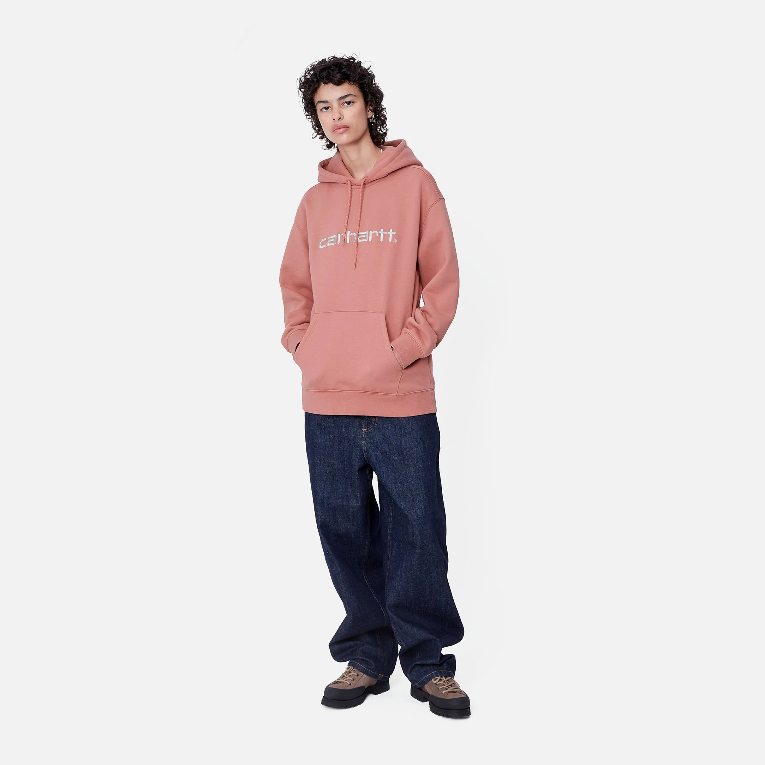 Sweats>Carhartt WIP W' Hooded Carhartt Sweatshirt Dusty Rose / Moonbeam