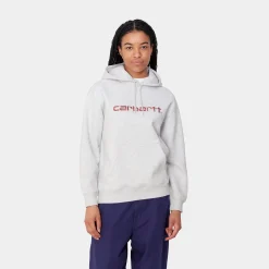 Sweats>Carhartt WIP W' Hooded Carhartt Sweatshirt Ash Heather / Dusty Rose