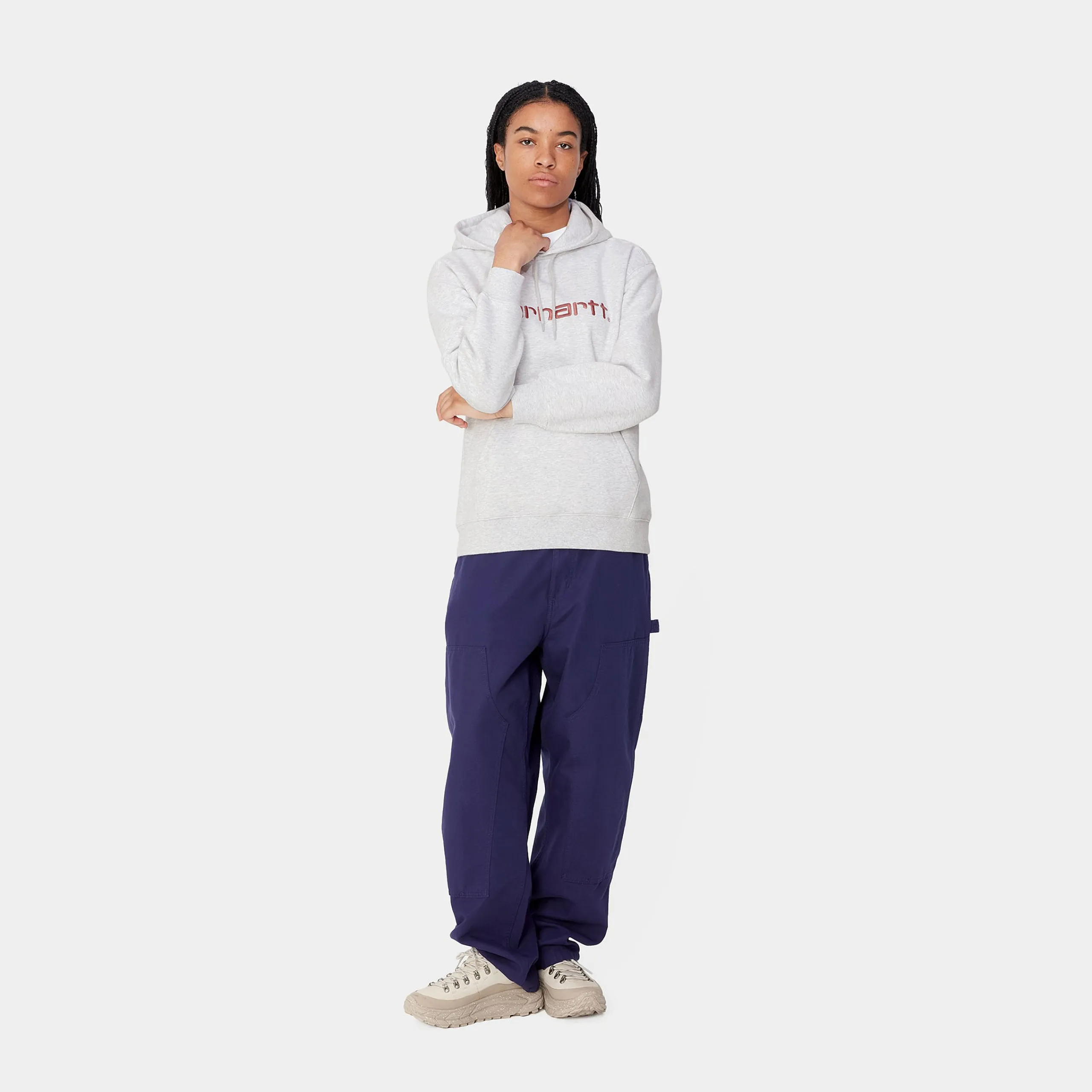 Sweats>Carhartt WIP W' Hooded Carhartt Sweatshirt Ash Heather / Dusty Rose