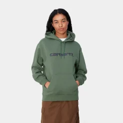 Sweats>Carhartt WIP W' Hooded Carhartt Sweatshirt Duck Green / Aura