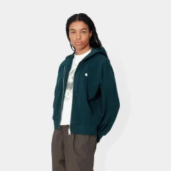Sweats>Carhartt WIP W' Hooded Casey Jacket Duck Blue / Silver