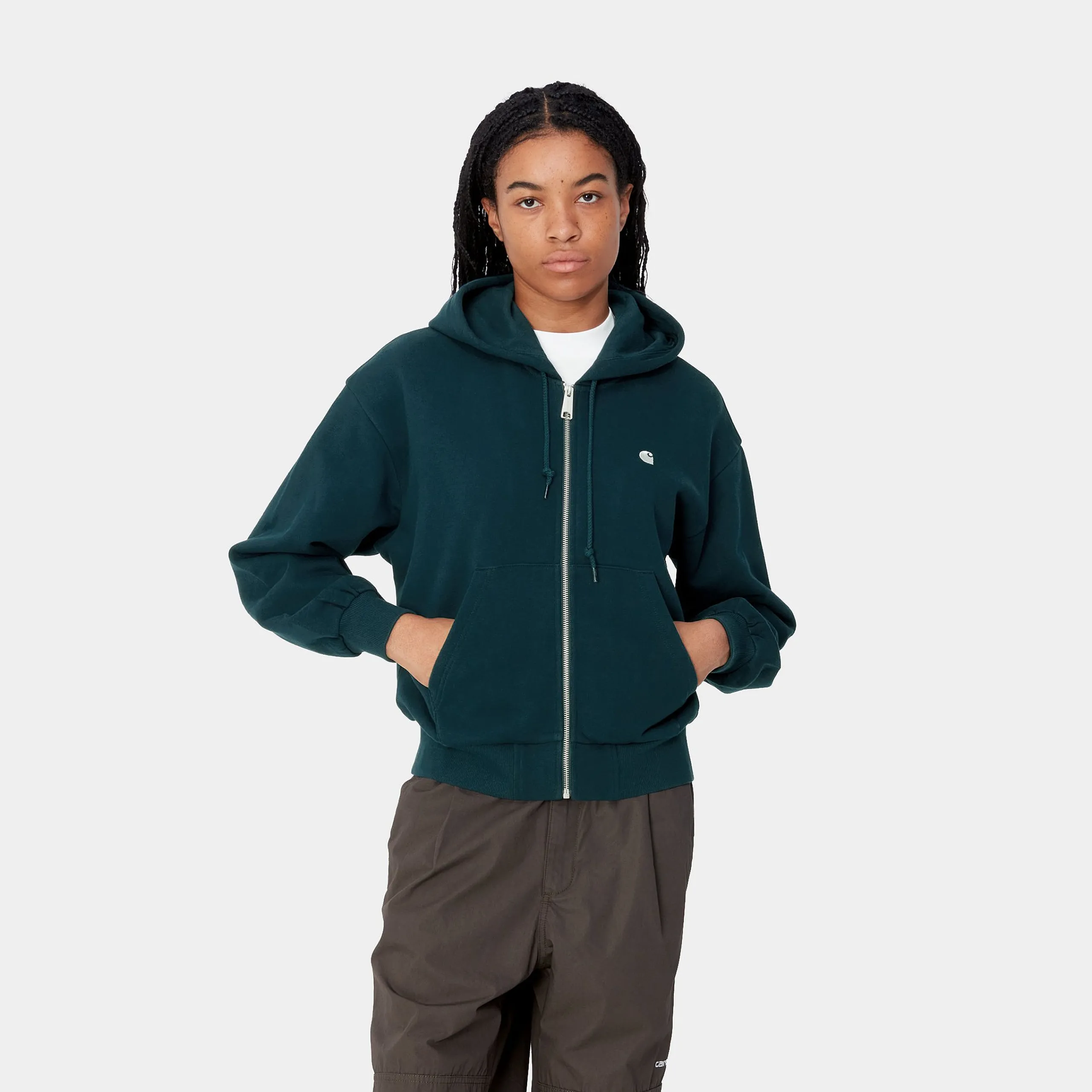 Sweats>Carhartt WIP W' Hooded Casey Jacket Duck Blue / Silver