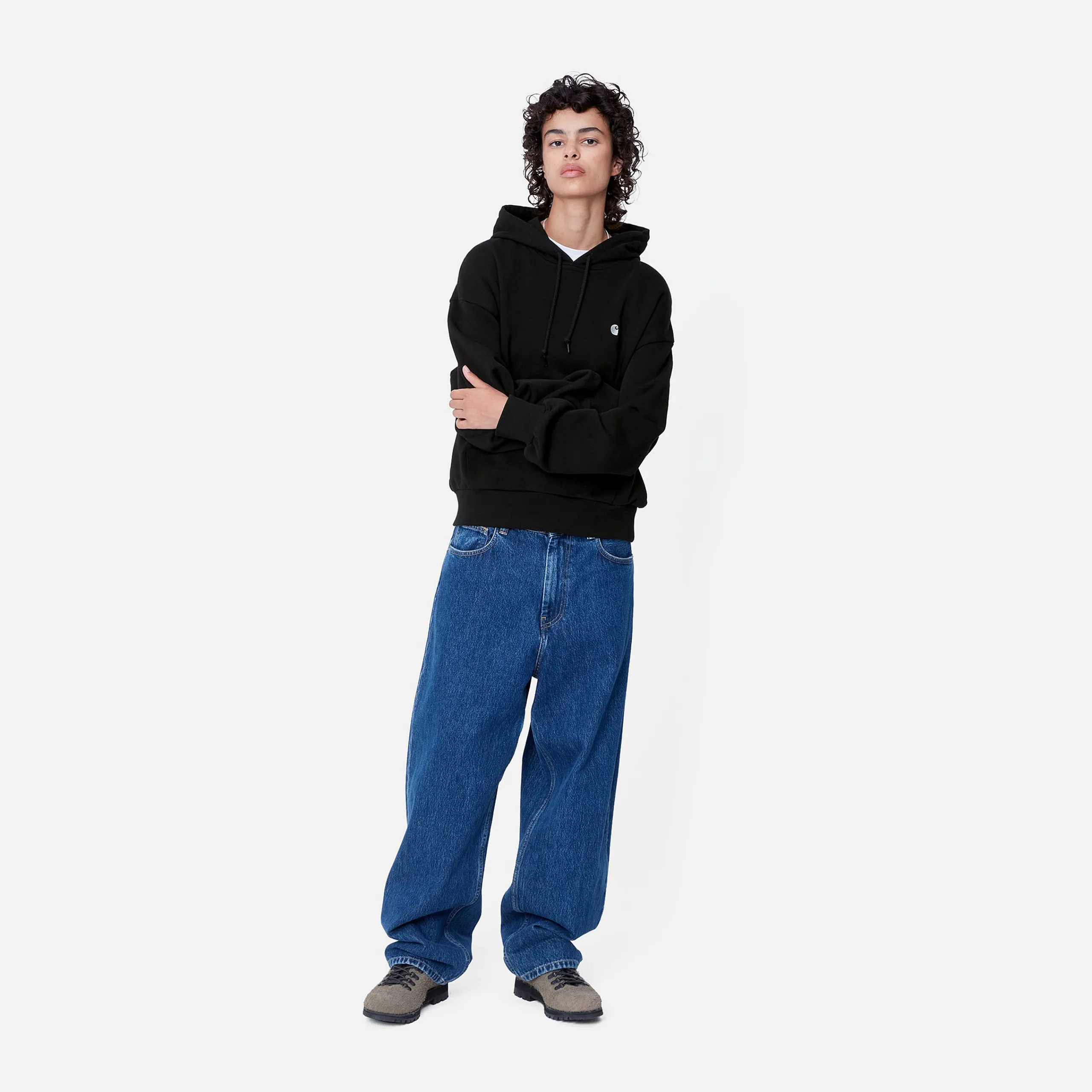 Sweats>Carhartt WIP W' Hooded Casey Sweatshirt Black / Silver