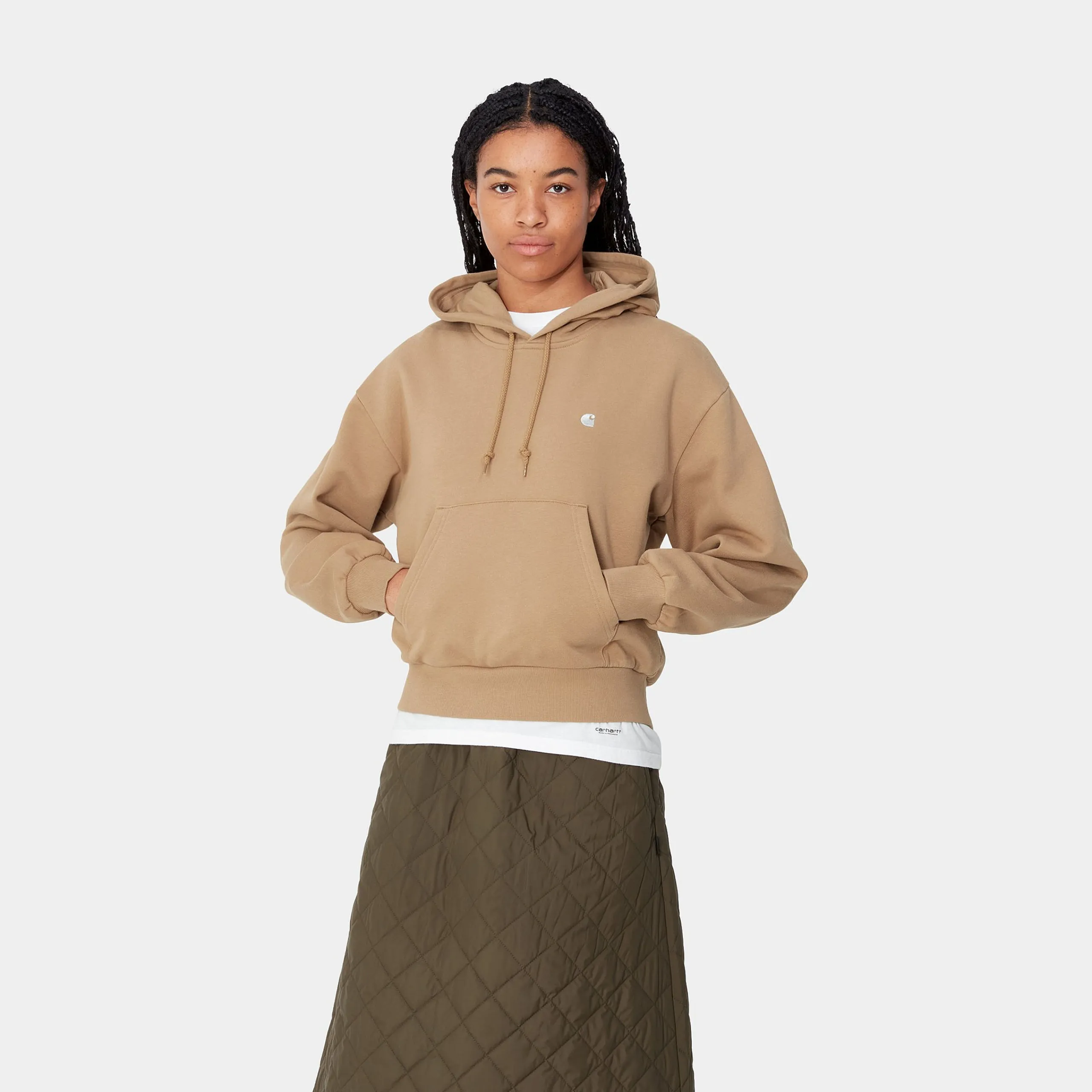 Sweats>Carhartt WIP W' Hooded Casey Sweatshirt Peanut / Silver