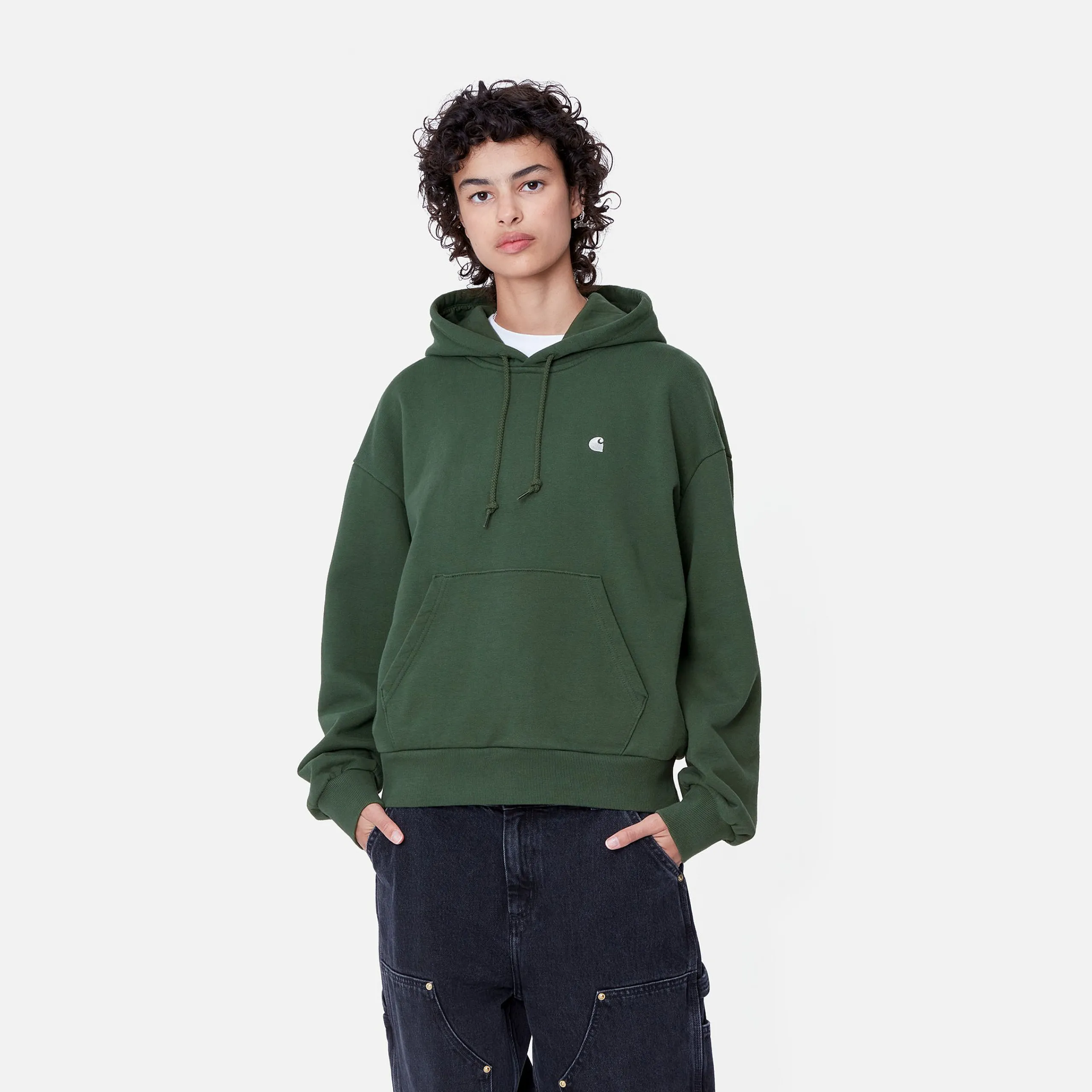 Sweats>Carhartt WIP W' Hooded Casey Sweatshirt Sycamore Tree / Silver