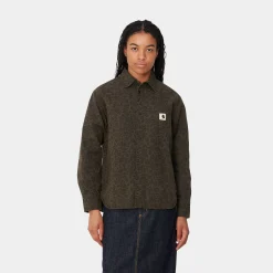 Hemden|Denim>Carhartt WIP W' L/S Leo Shirt Camo Leo, Tamarind / Office Green