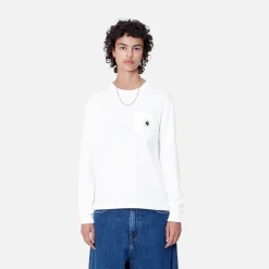 T-Shirts>Carhartt WIP W' L/S Pocket T-Shirt White
