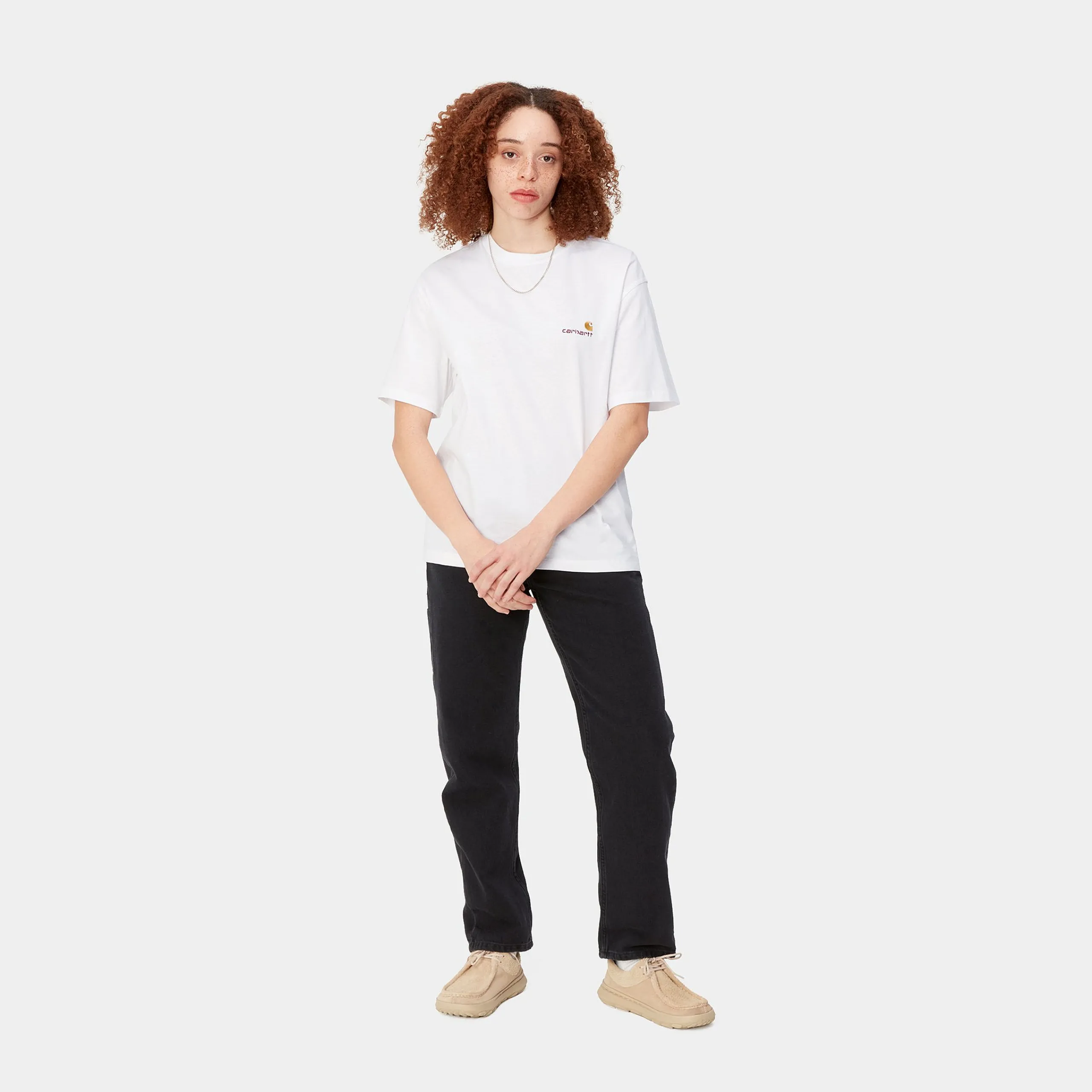 T-Shirts>Carhartt WIP W' S/S American Script T-Shirt White