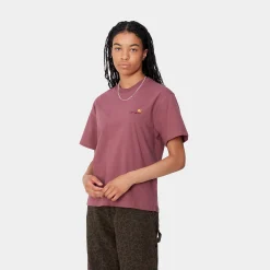 T-Shirts>Carhartt WIP W' S/S American Script T-Shirt Dusty Fuchsia