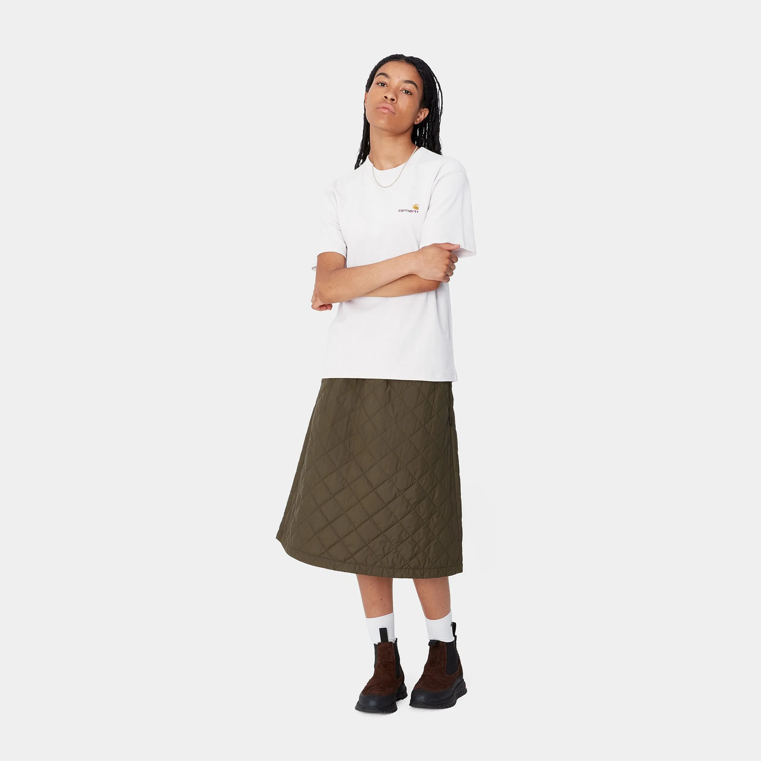 T-Shirts>Carhartt WIP W' S/S American Script T-Shirt Moonbeam