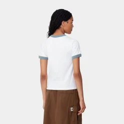 T-Shirts>Carhartt WIP W' S/S Brown Ducks Ringer T-S White / Dusty Ice