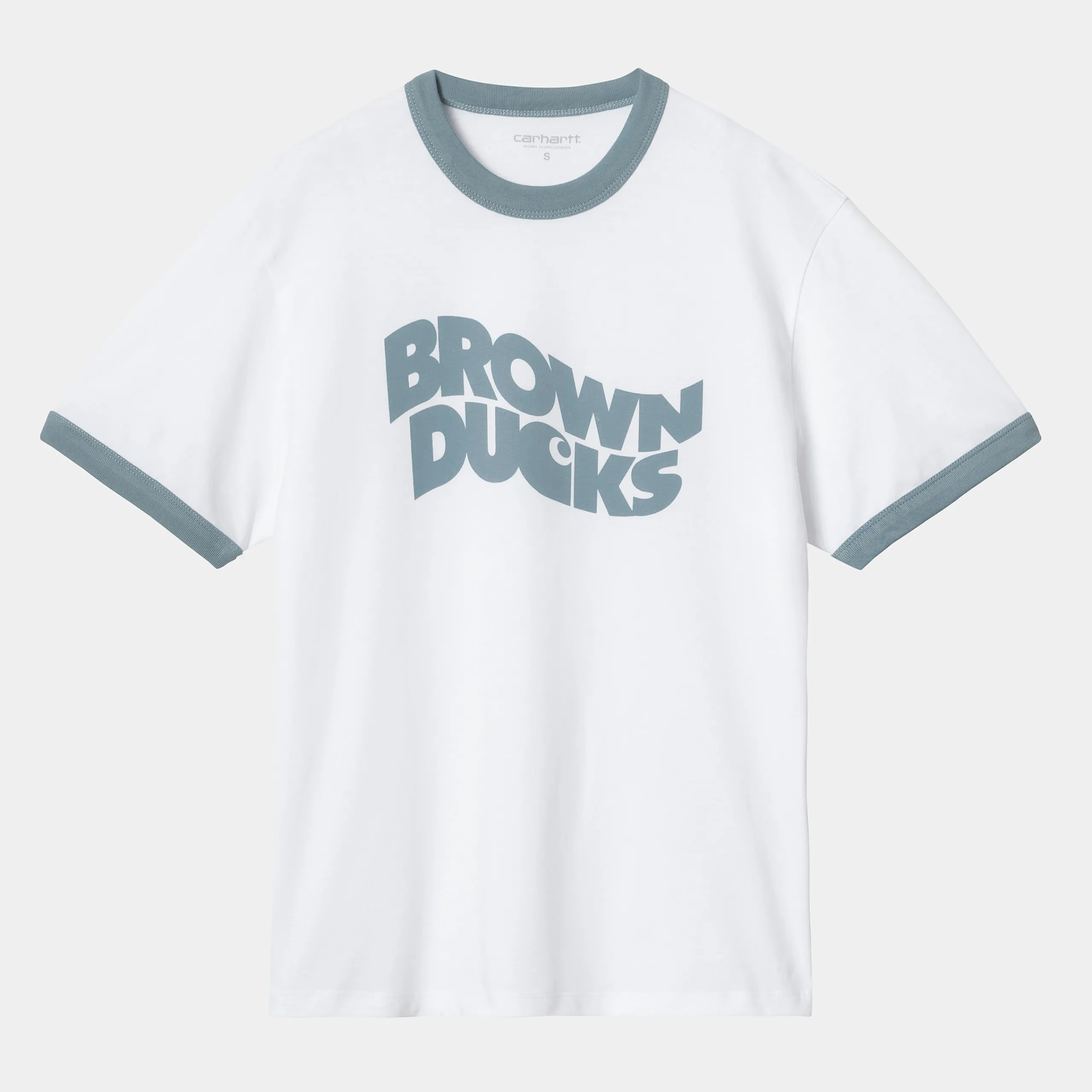 T-Shirts>Carhartt WIP W' S/S Brown Ducks Ringer T-S White / Dusty Ice