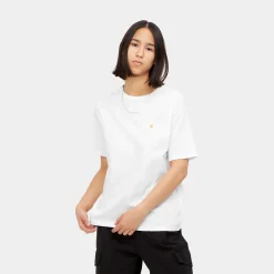 T-Shirts>Carhartt WIP W' S/S Chase T-Shirt White / Gold