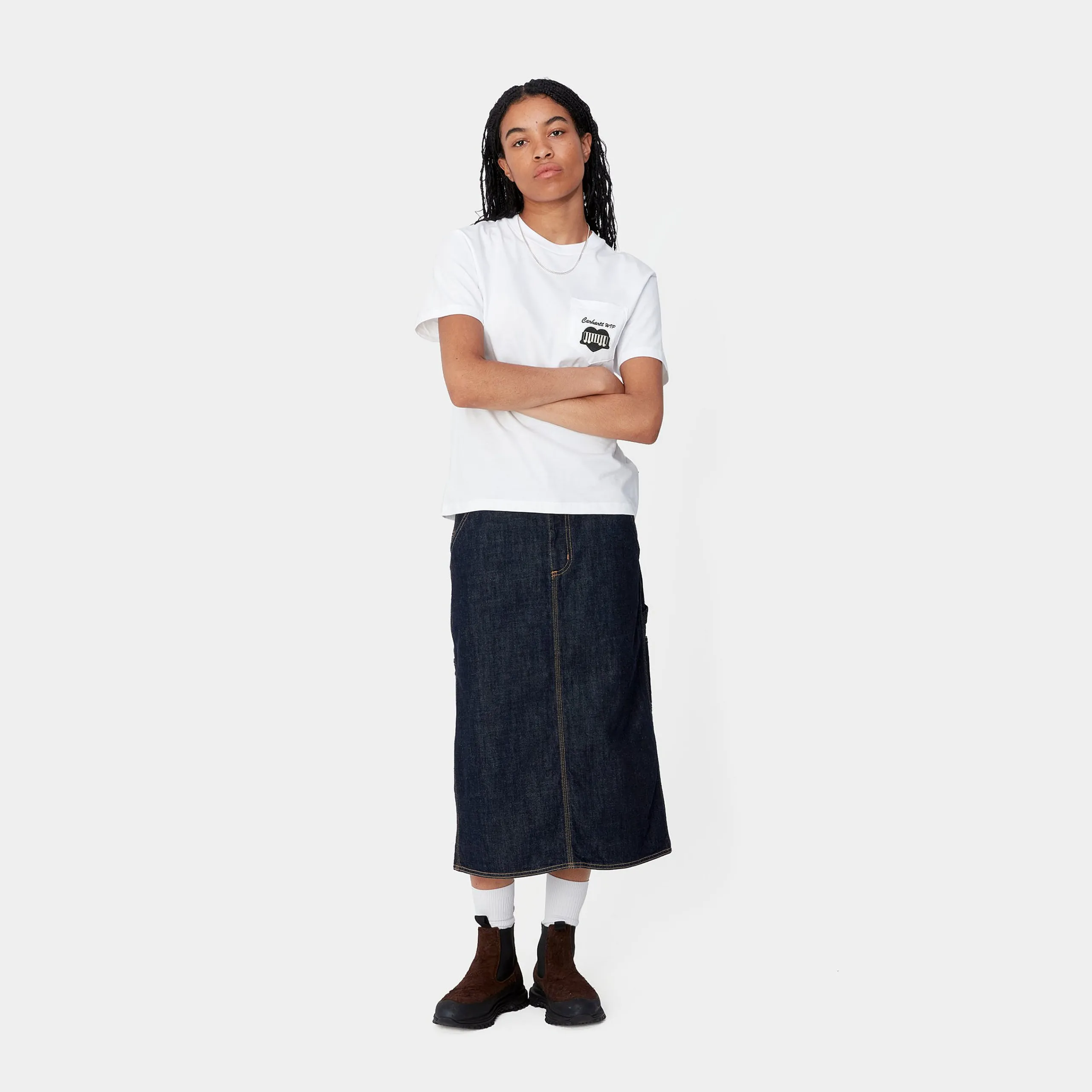 T-Shirts>Carhartt WIP W' S/S Heart Train Pocket T-S White