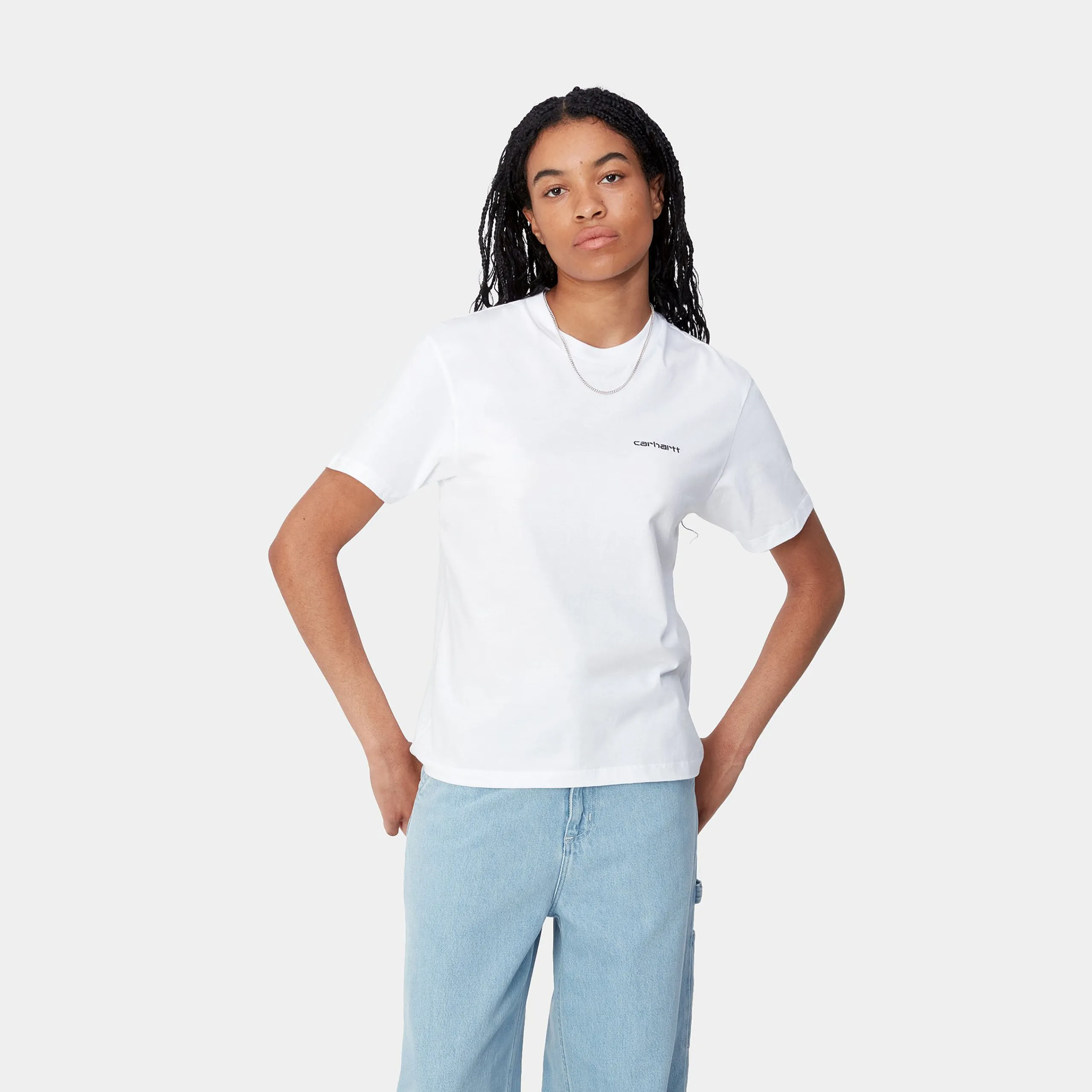 T-Shirts>Carhartt WIP W' S/S Script Embroidery T-Shirt White / Black