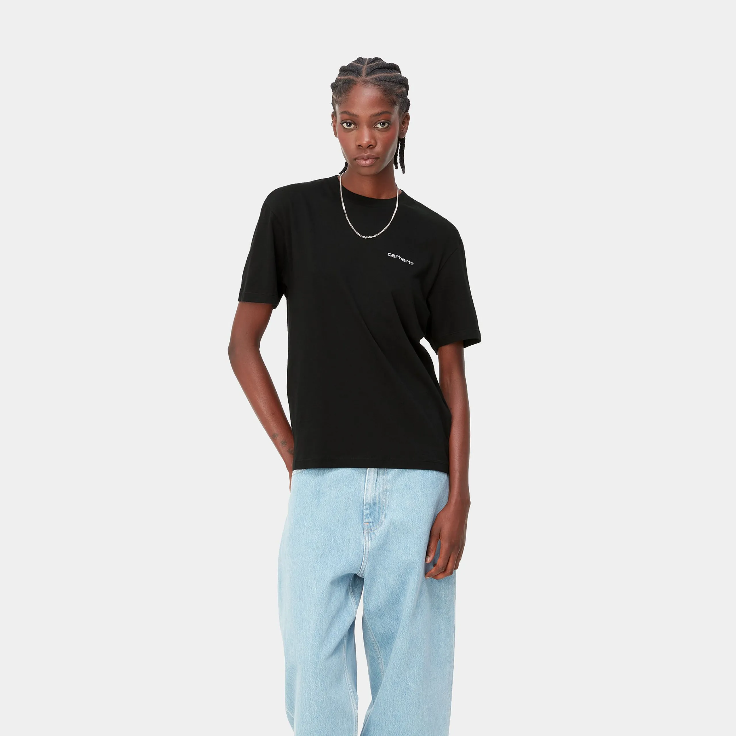T-Shirts>Carhartt WIP W' S/S Script Embroidery T-Shirt Black / White