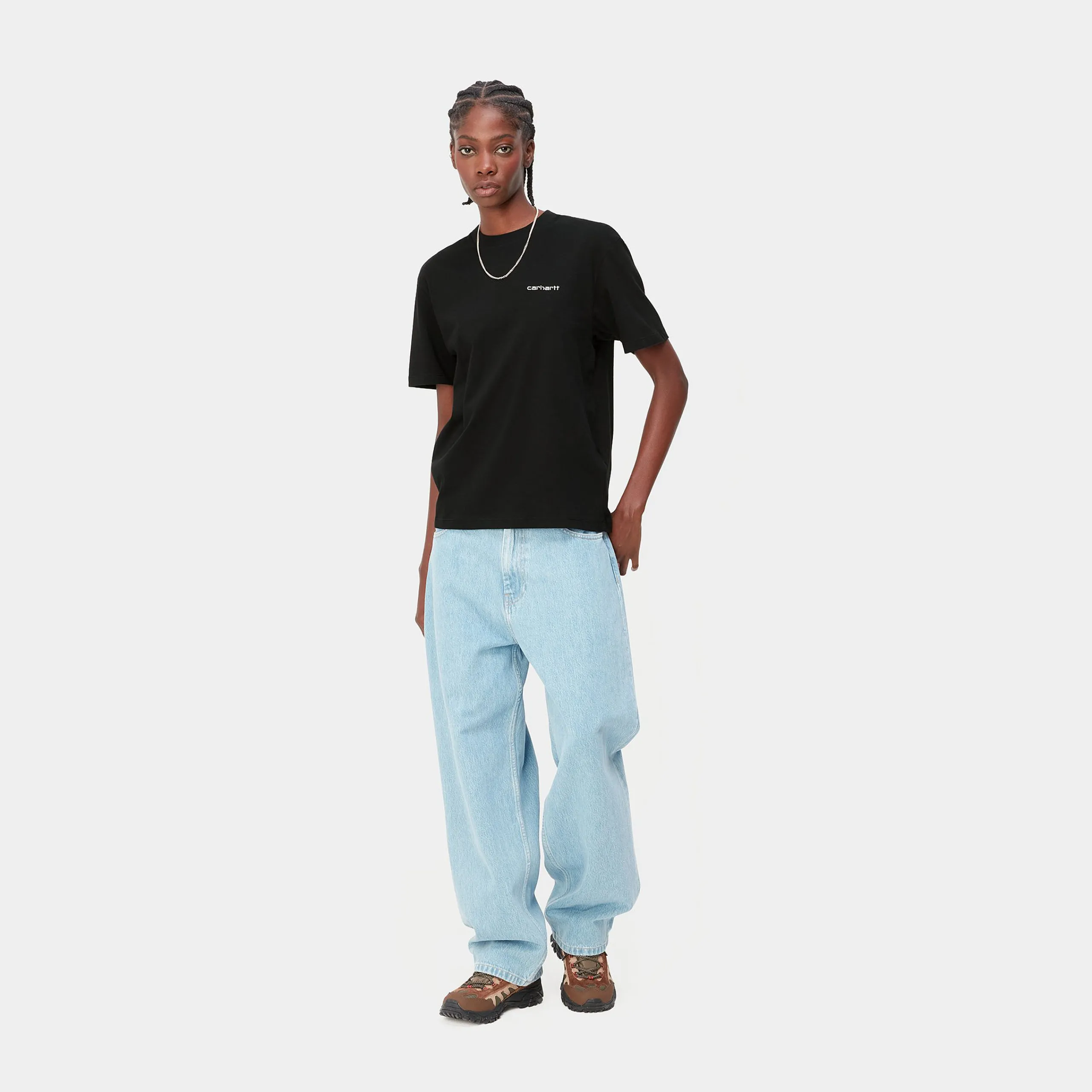 T-Shirts>Carhartt WIP W' S/S Script Embroidery T-Shirt Black / White
