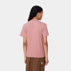 T-Shirts>Carhartt WIP W' S/S Script Embroidery T-Shirt Dusty Rose / Moonbeam