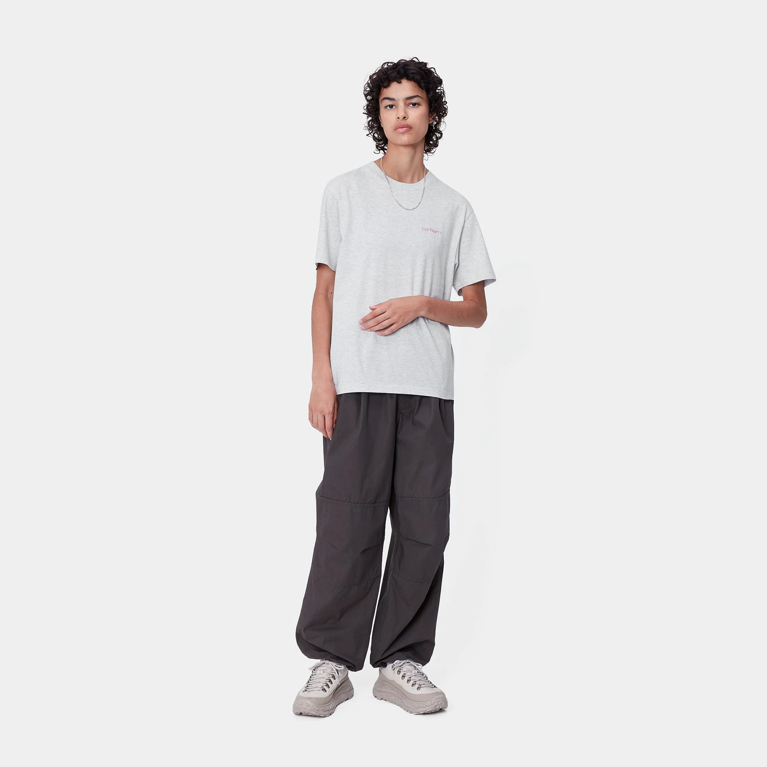 T-Shirts>Carhartt WIP W' S/S Script Embroidery T-Shirt Ash Heather / Dusty Rose