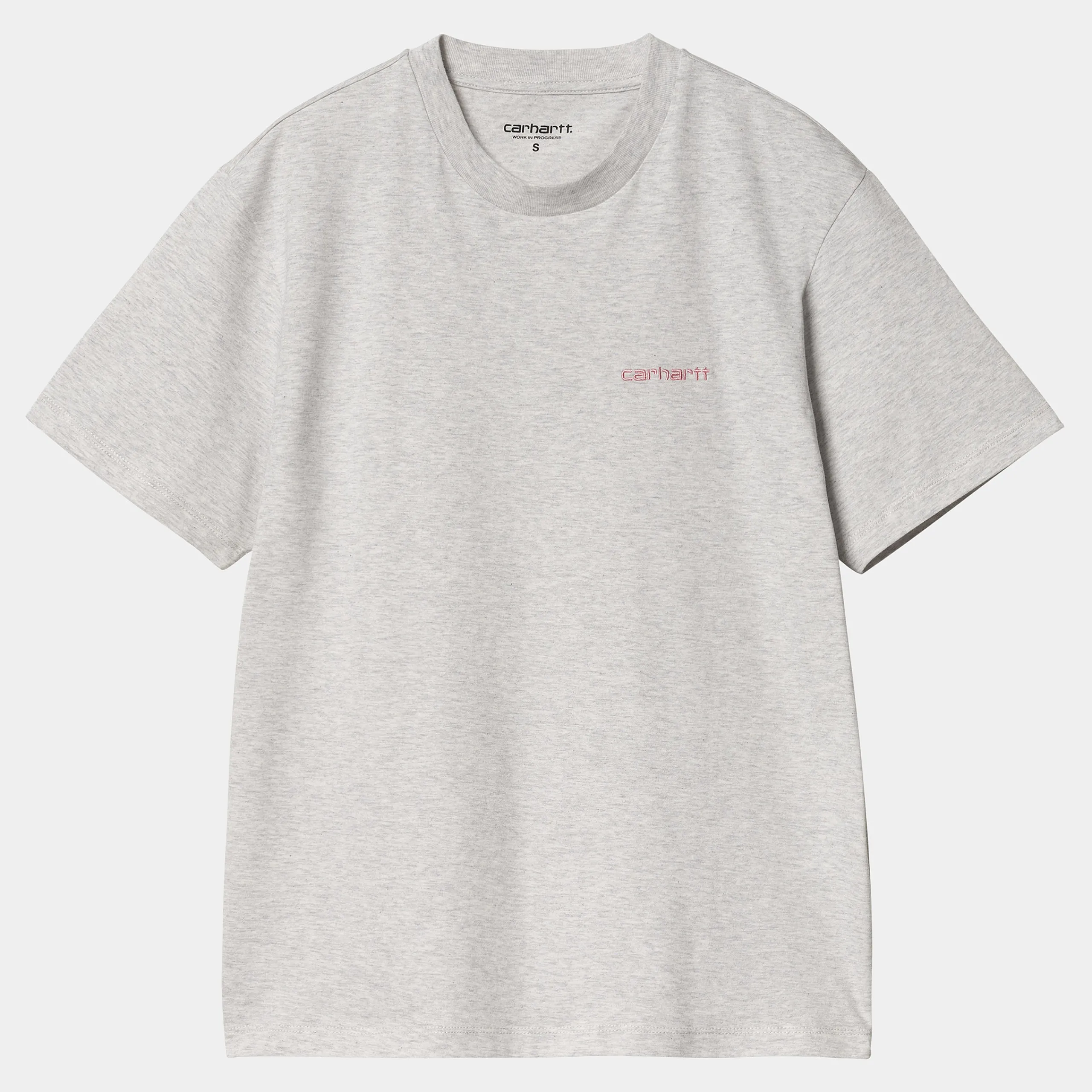 T-Shirts>Carhartt WIP W' S/S Script Embroidery T-Shirt Ash Heather / Dusty Rose