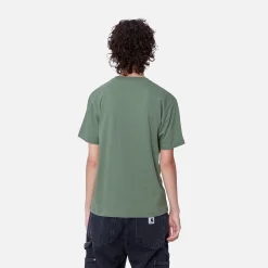 T-Shirts>Carhartt WIP W' S/S Script Embroidery T-Shirt Duck Green / Aura