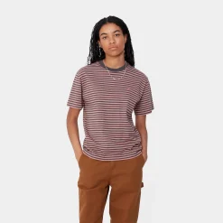 T-Shirts>Carhartt WIP W' S/S Verner T-Shirt Verner Stripe, Graphite / Dusty Rose