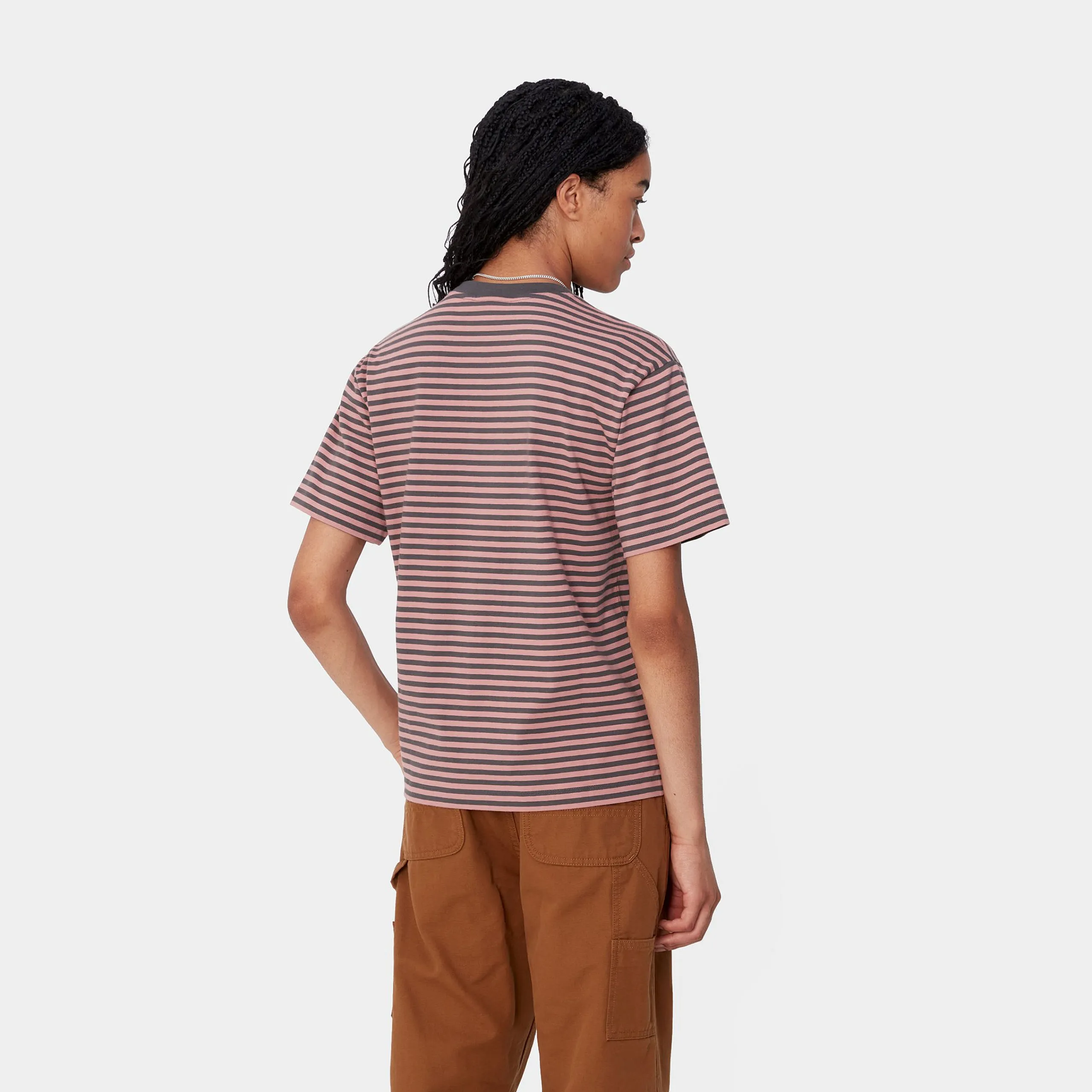 T-Shirts>Carhartt WIP W' S/S Verner T-Shirt Verner Stripe, Graphite / Dusty Rose